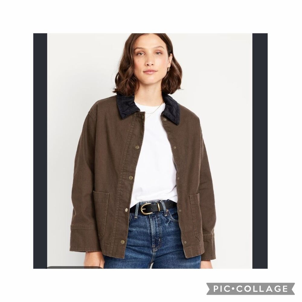 Old Navy canvas barn jacket brown chocolate kiss medijm